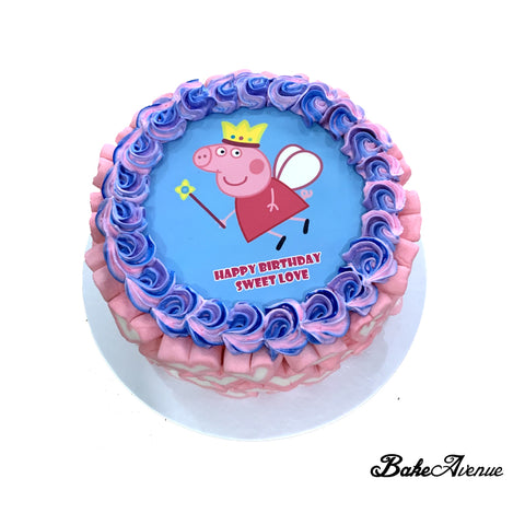 Peppa Pig icing image Ombre Cake (Surround with marshmallows)