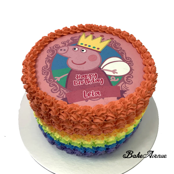 Peppa Pig icing image Rainbow Cake