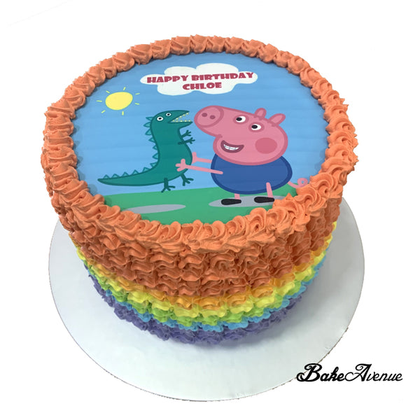 Peppa Pig (George) icing image Rainbow Cake