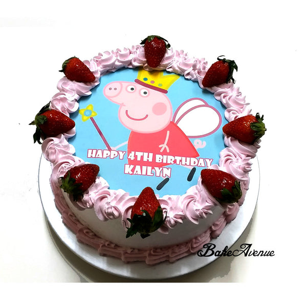 Peppa Pig icing image Strawberry Cake