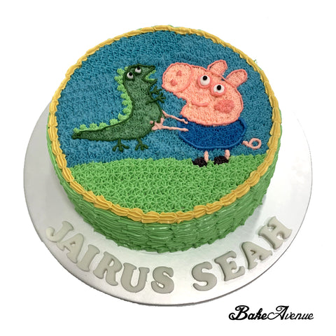 Peppa Pig George with Dinosaur Buttercream Cake