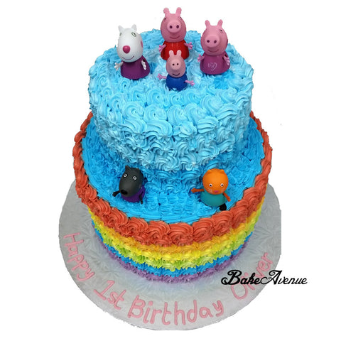 Peppa Pig Rainbow Ombre Cake