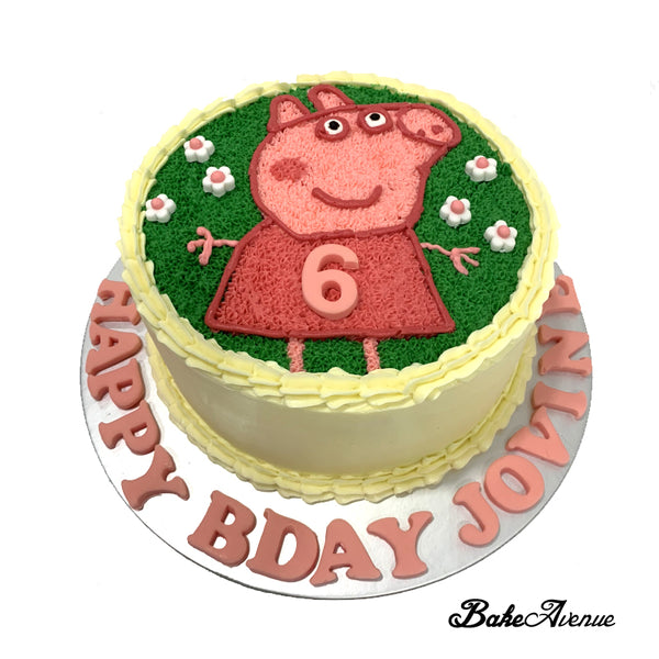 Peppa Pig Buttercream Cake (with fondant flowers decor)