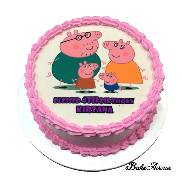 Peppa Pig icing image Vanilla/Chocolate Cake