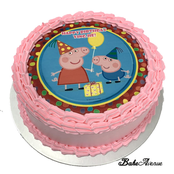Peppa Pig icing image Vanilla/Chocolate Cake