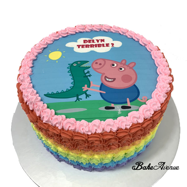 Peppa Pig (George) icing image Rainbow Cake