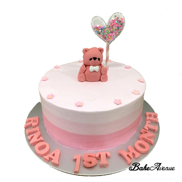 Bear Fondant Topper Ombre Cake (Smooth Finish)