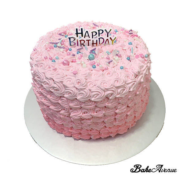 Ombre Cake (with sprinkles + Happy Birthday topper)