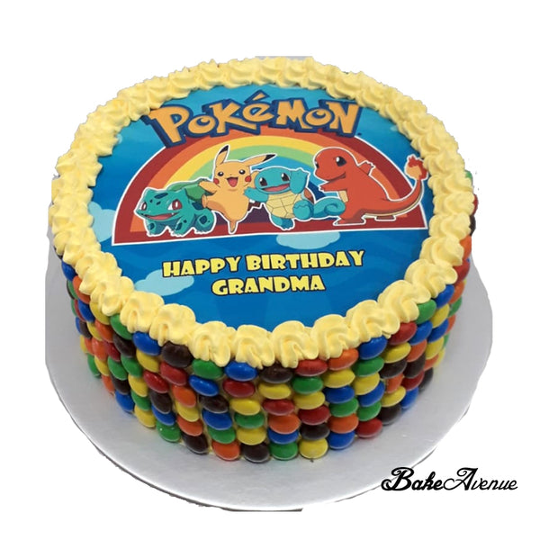 Pokemon icing image M&M Chocolate Cake