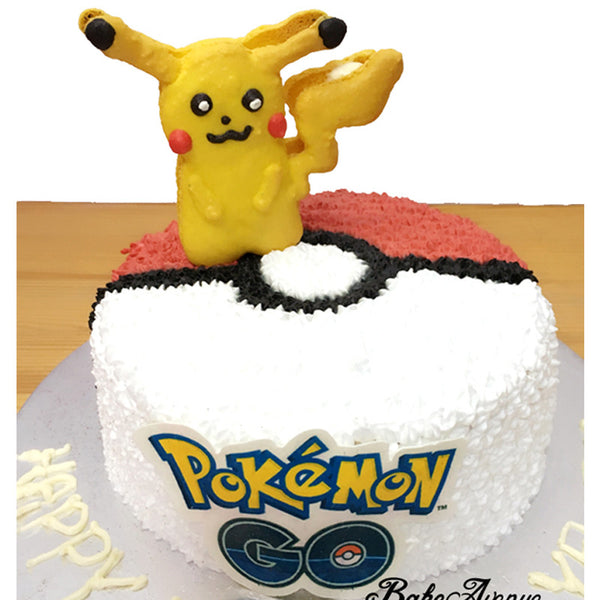 Pokeball Cake with Pokemon Macarons