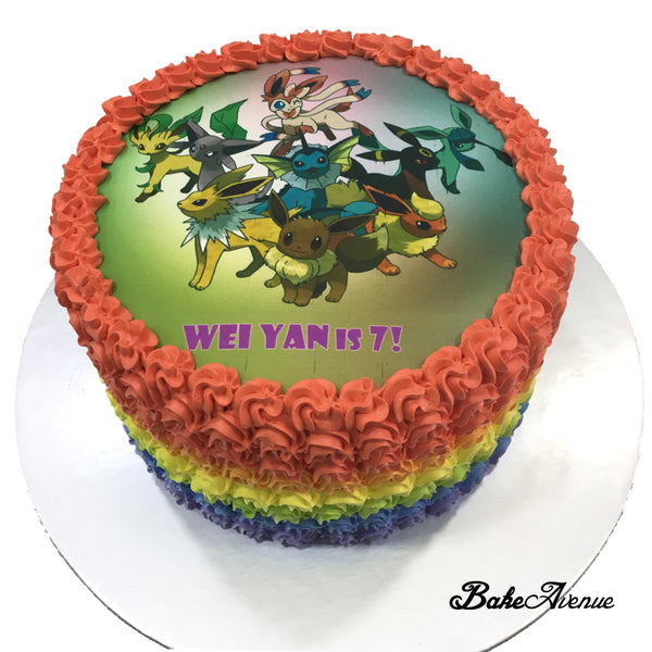 Pokemon icing image Rainbow Cake