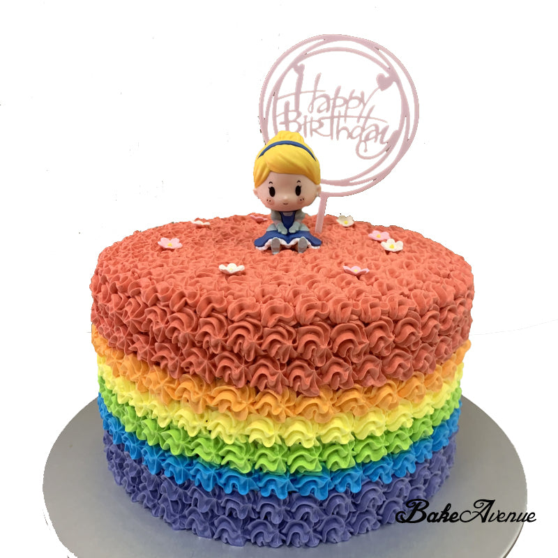 Princess Cinderella Topper Rainbow Cake