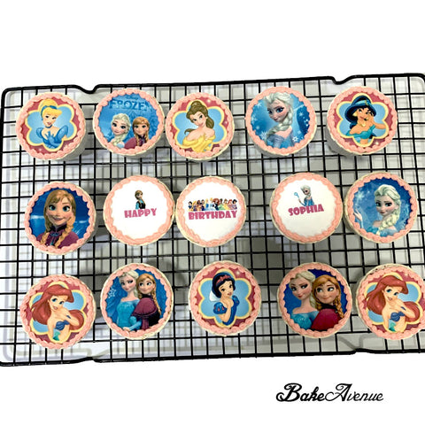 Princess (Assorted) + Frozen icing image Cupcakes