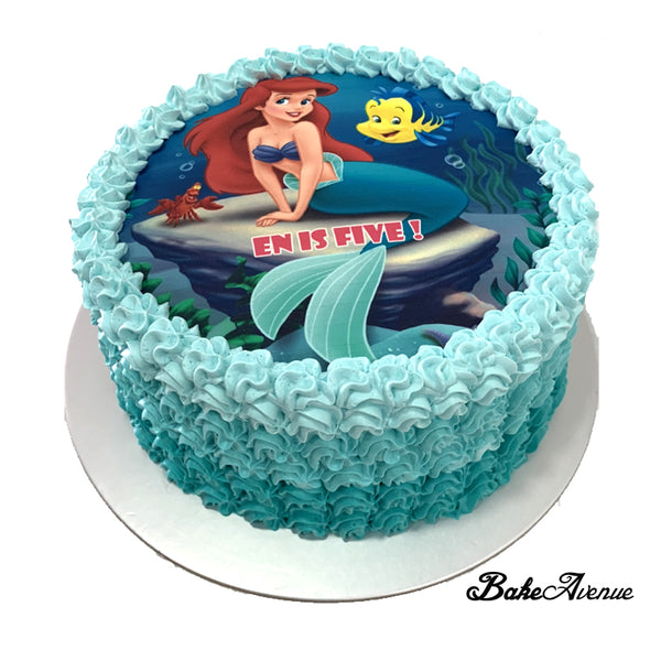 Princess Ariel/ Mermaid icing image Ombre Cake