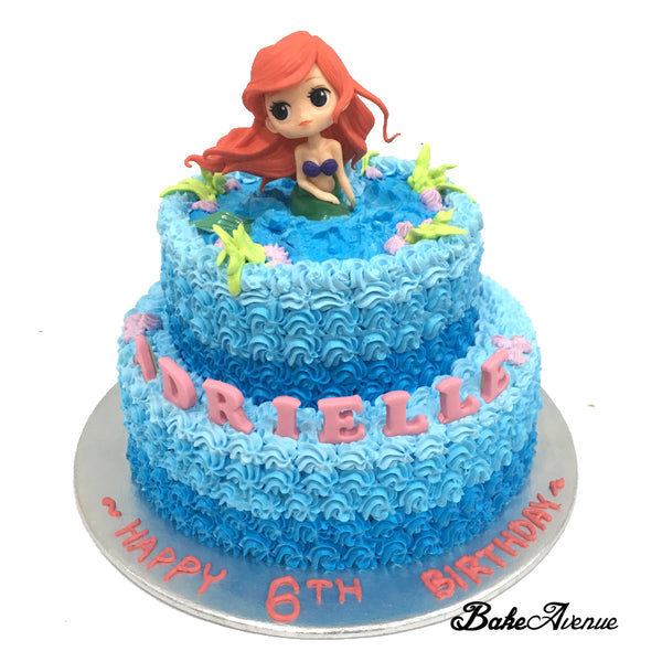 Princess Ariel/ Mermaid 2-Tiers Cake with toppers