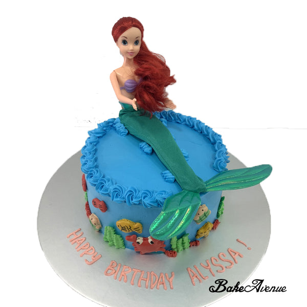 Princess Ariel / Mermaid Ombre Cake with toppers (Design 1)