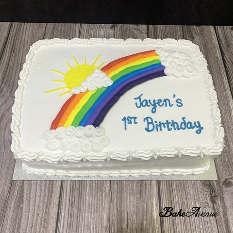 Rainbow (Handpipped) Rectangle Cake