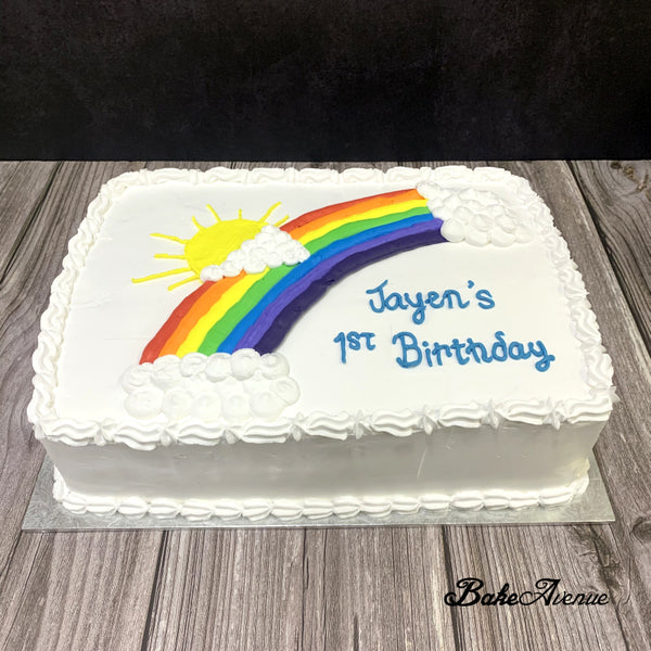 Rainbow (Handpipped) Rectangle Cake