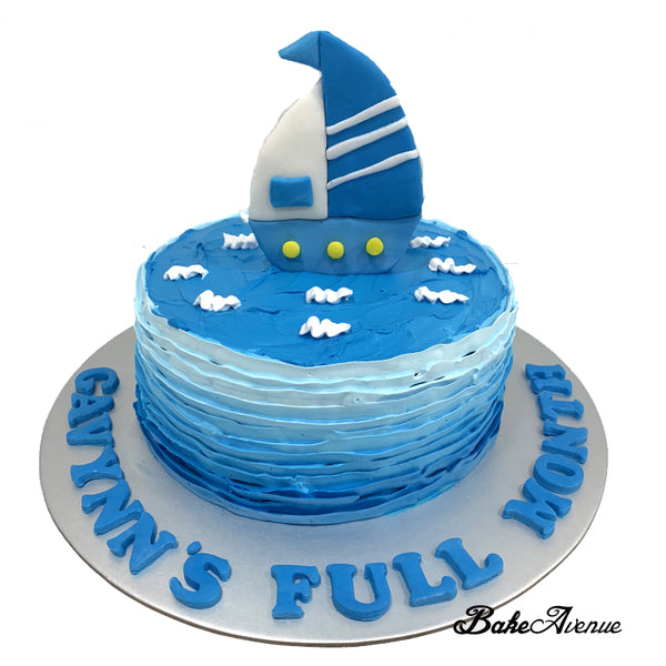 Full Month / 1st Birthday Ombre Cake (Yacht / Sea Theme)