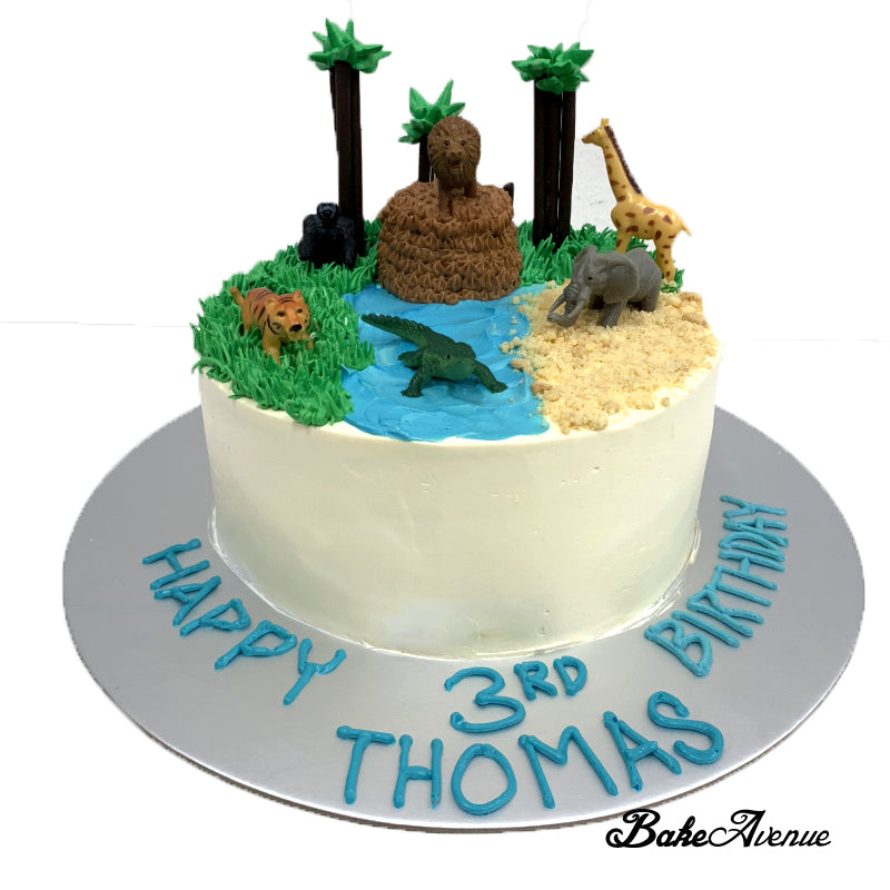 Safari Theme Ombre Cake (with water effect)
