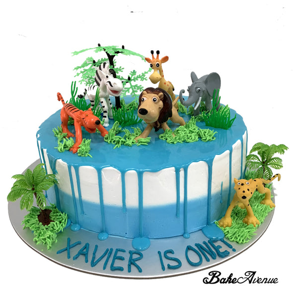 Safari Theme Drip Cake (with Toppers)