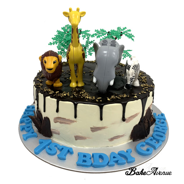 Safari Theme Drip Cake (with Toppers)