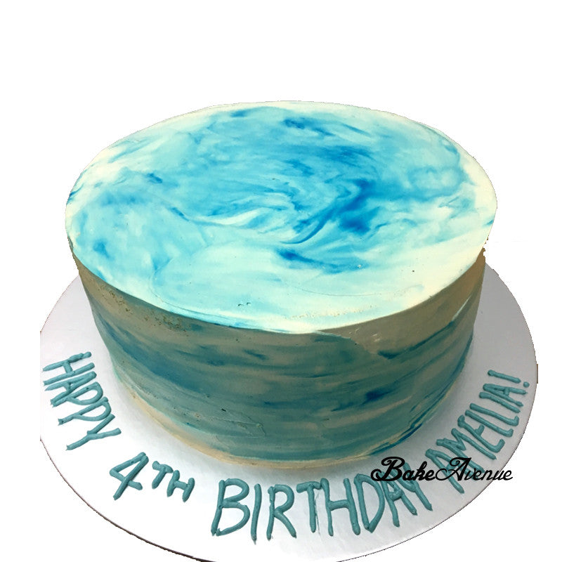 Blue Theme Ombre Cake (Smooth Finish)