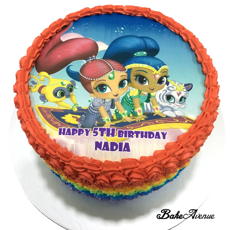 Shimmer & Shine icing image Rainbow Cake