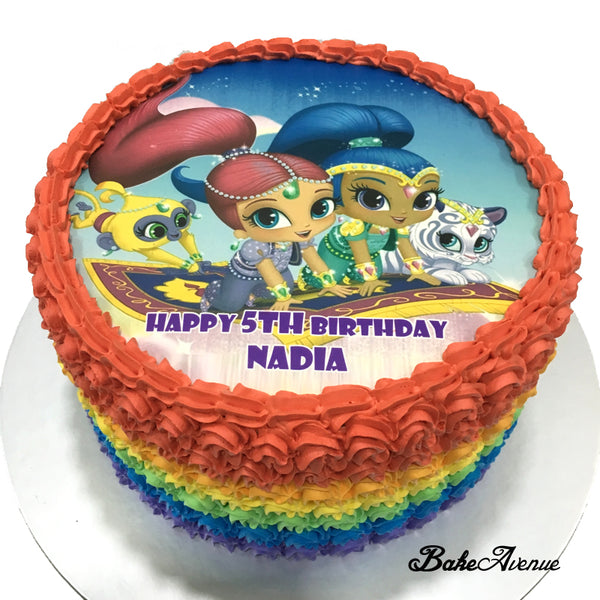 Shimmer & Shine icing image Rainbow Cake