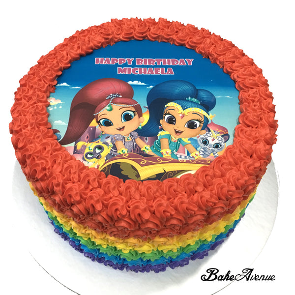 Shimmer & Shine icing image Rainbow Cake