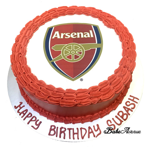 Sports Soccer - Arsenal icing image Vanilla/Chocolate Cake (with Red side)