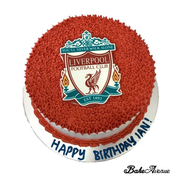 Sports Soccer - Liverpool icing image on Fondant Vanilla/Chocolate Cake