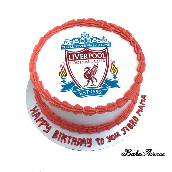 Sports Soccer - Liverpool icing image Vanilla/Chocolate Cake (with White side)