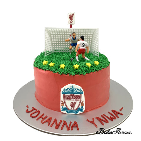 Sports Soccer Theme Cake with stars (Liverpool) (Smooth)