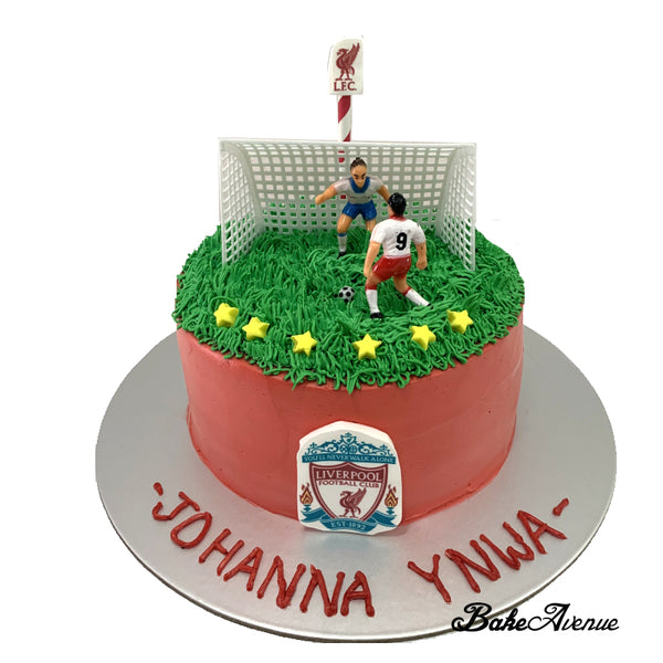 Sports Soccer Theme Cake with stars (Liverpool) (Smooth)