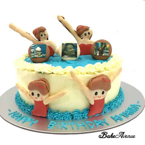 Sports Theme Macaron Topper Cake (Synchronised Swimming)