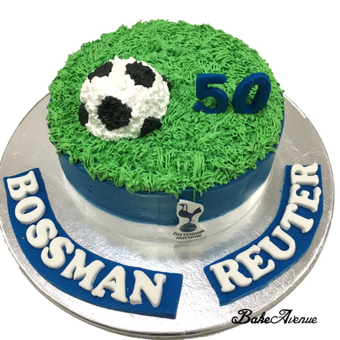 Sports Soccer Theme Cake with a soccer ball (Tottenham Hotspur Football)