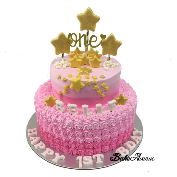 Stars Theme 2 Tiers Ombre Cake