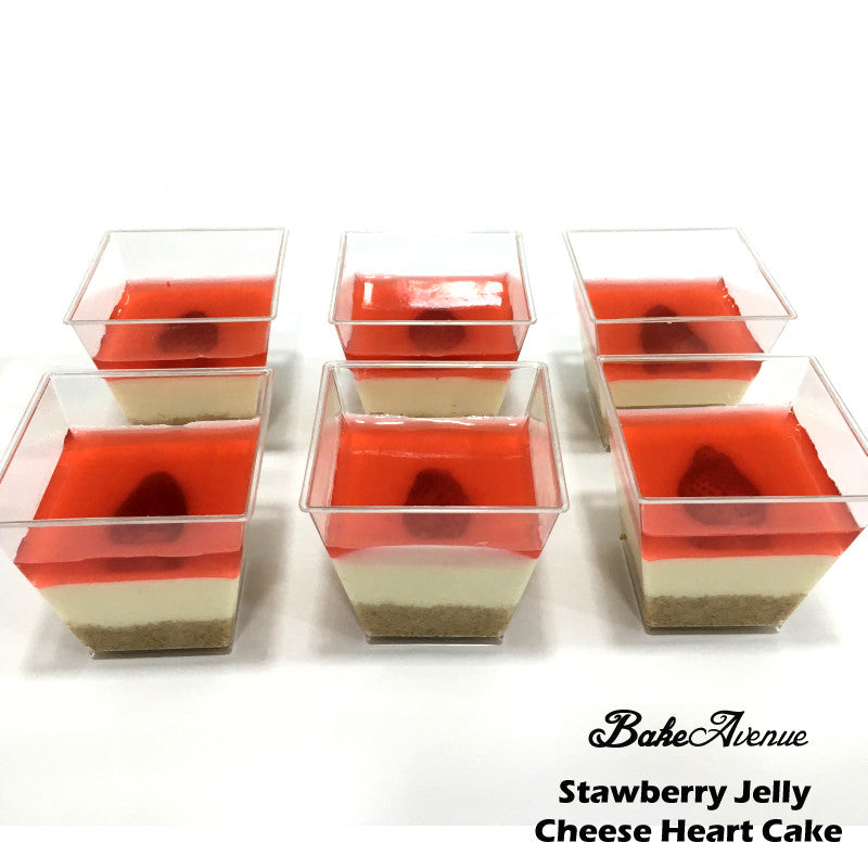 Strawberry Jelly Heart Cheese Cake (Cups)
