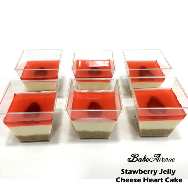 Strawberry Jelly Heart Cheese Cake (Cups)