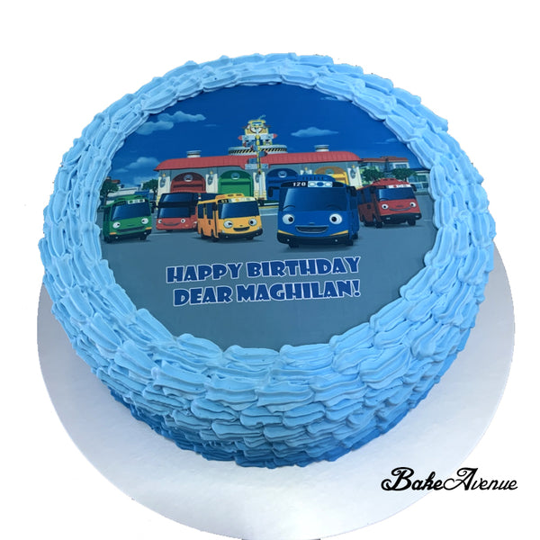 Tayo Bus icing image Ombre Cake