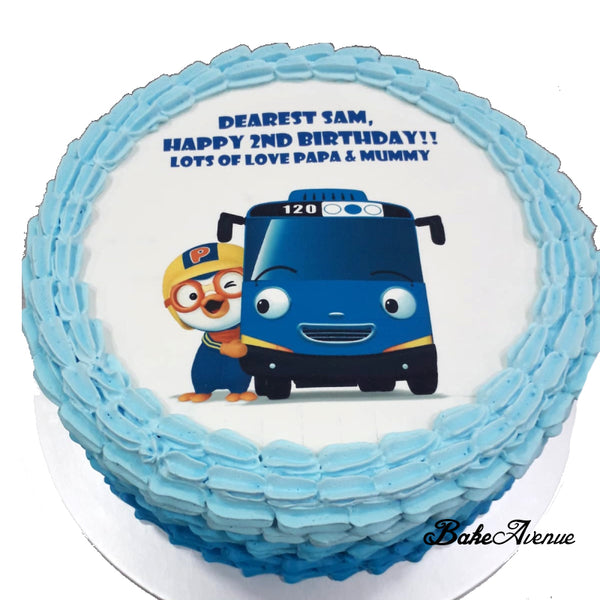 Tayo Bus icing image Ombre Cake