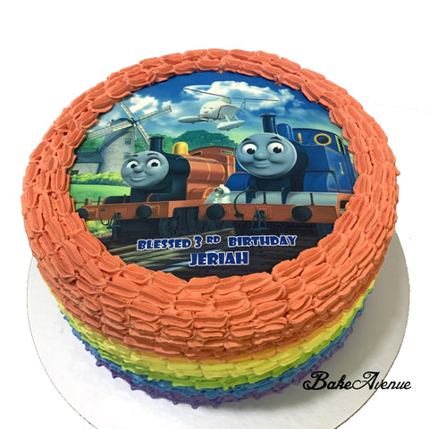 Thomas Train icing image Rainbow Cake