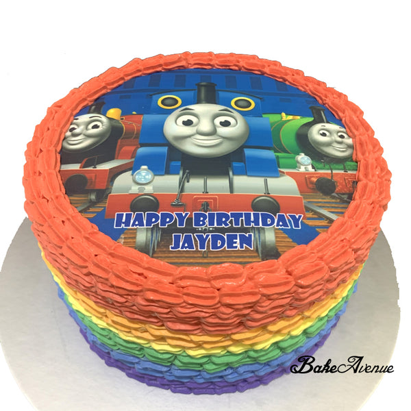 Thomas Train icing image Rainbow Cake