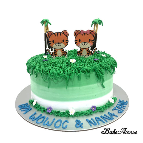 Tiger icing image fondant Topper Ombre Cake