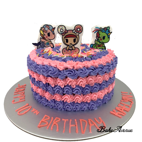 Tokidoki Ombre Cake with Edible Image fondant toppers