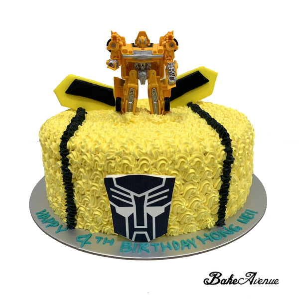 Transformer Ombre Cake with toppers (Bumble Bee)