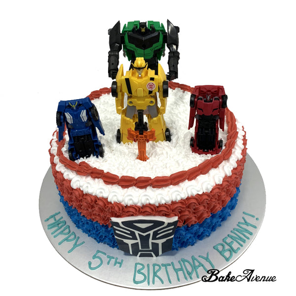 Transformer Ombre Cake with toppers (Optimus Prime)