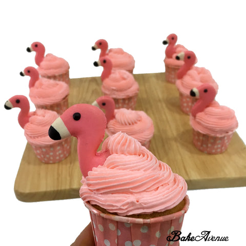 Tropical Theme Cupcakes - Flamingo Macaron Buttercream Cupcakes