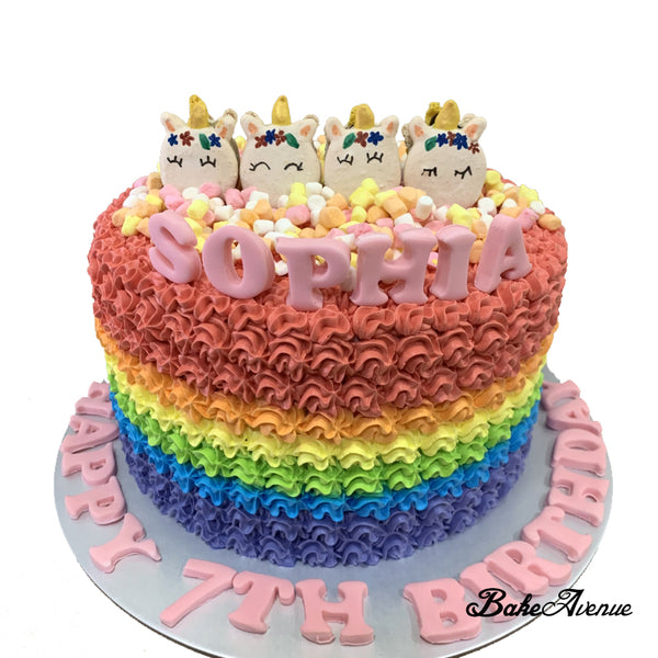 Unicorn Macaron Topper Rainbow Cake
